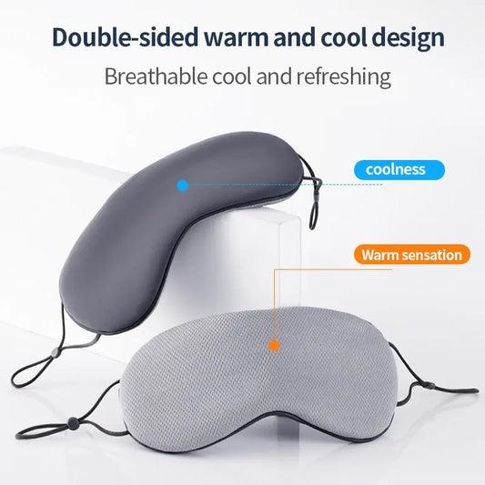 Korean Ice Silk Eye Mask - Adjustable Dual-Use Warm & Cool Sleep Mask for Travel, Breathable Light Blocking Comfort