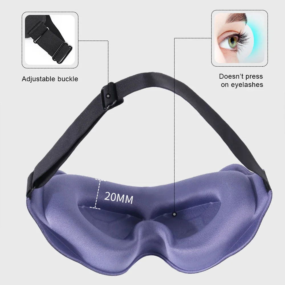 3D Soft Padded Sleep Mask - Light Blocking Eye Shade Blindfold for Restful Sleep