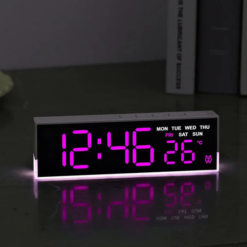 USB-Powered Digital Alarm Clock with White Mood Light, Temperature Display, Dual Alarms, Daylight Saving Time, 3 Brightness Levels, 12/24 Hour Format