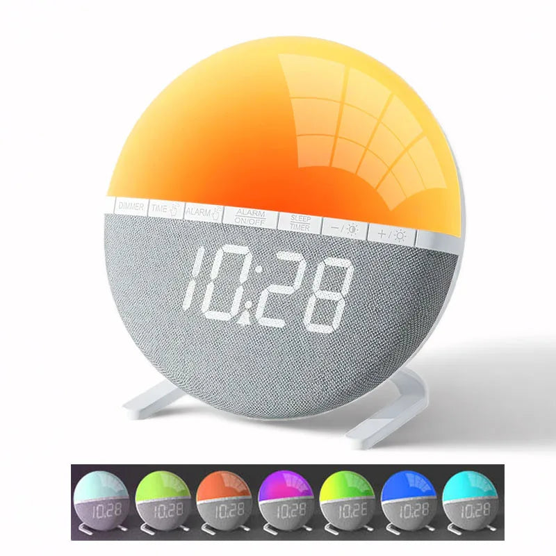 Colorful Sunrise Alarm Clock - Wake Up Light with Natural Sounds for Bedroom and Living Room Decor