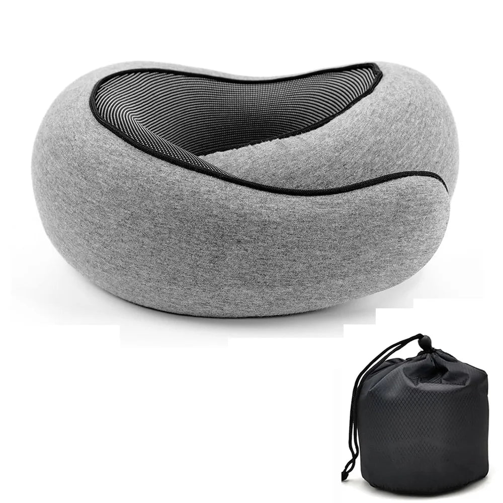 Adjustable Memory Foam U-Shaped Travel Neck Pillow - Snail Style Portable Support for Comfortable Naps