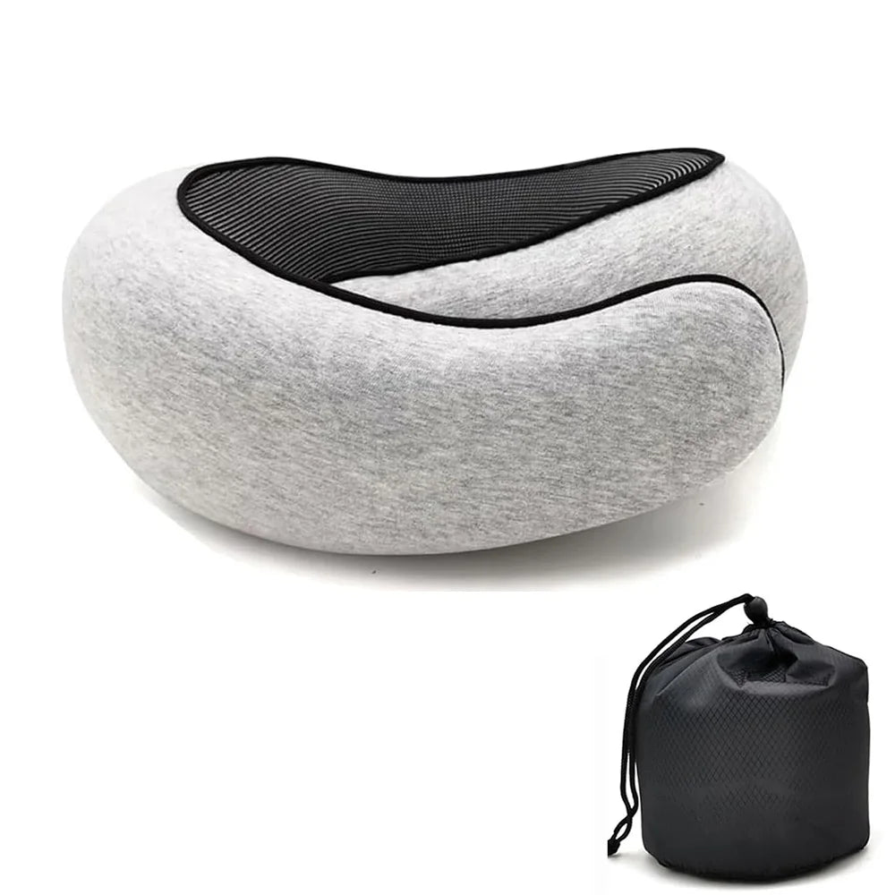Adjustable Memory Foam U-Shaped Travel Neck Pillow - Snail Style Portable Support for Comfortable Naps