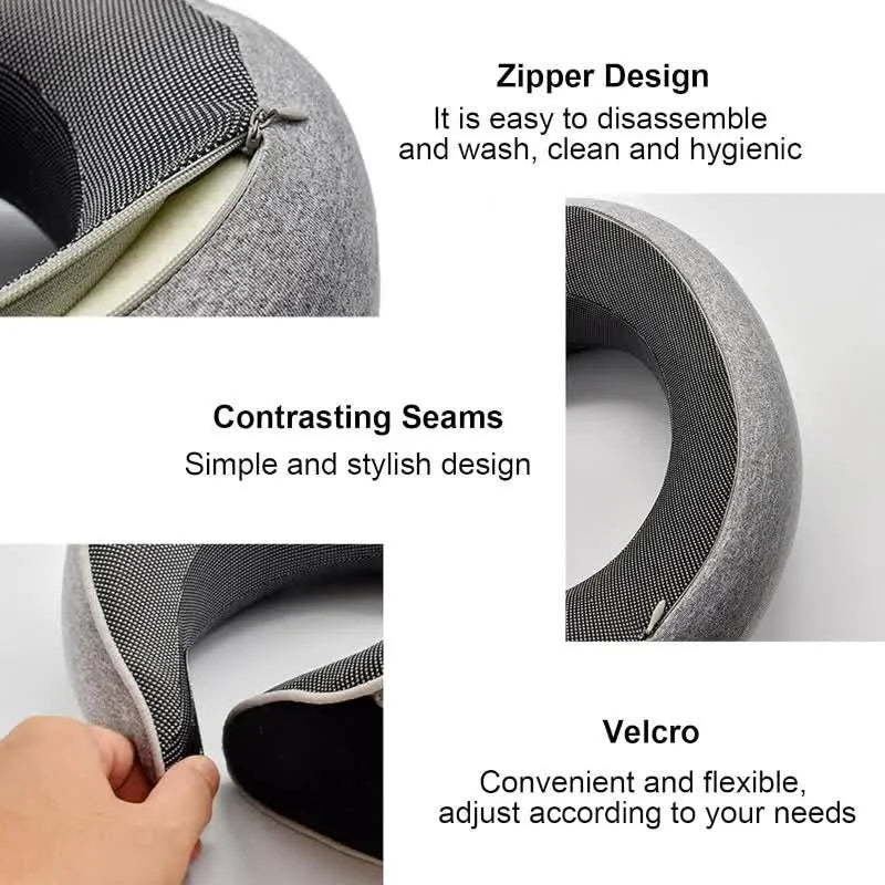 Adjustable Memory Foam U-Shaped Travel Neck Pillow - Snail Style Portable Support for Comfortable Naps